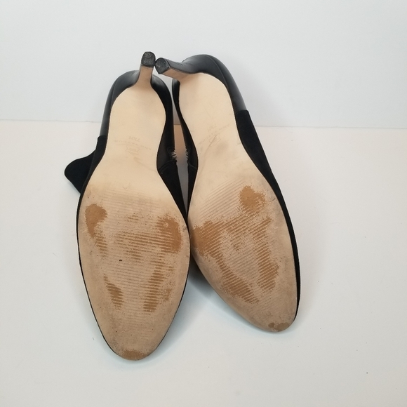 ANN TAYLOR Paulina Suede and Leather Black Booties with Heel - Picture 5 of 8